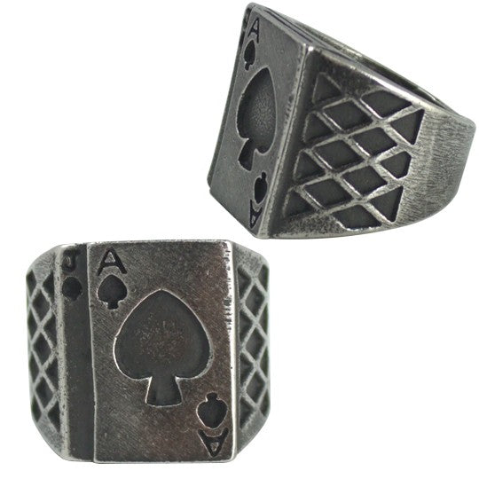 Stainless Steel Ace of Cards Ring - Men of Zen